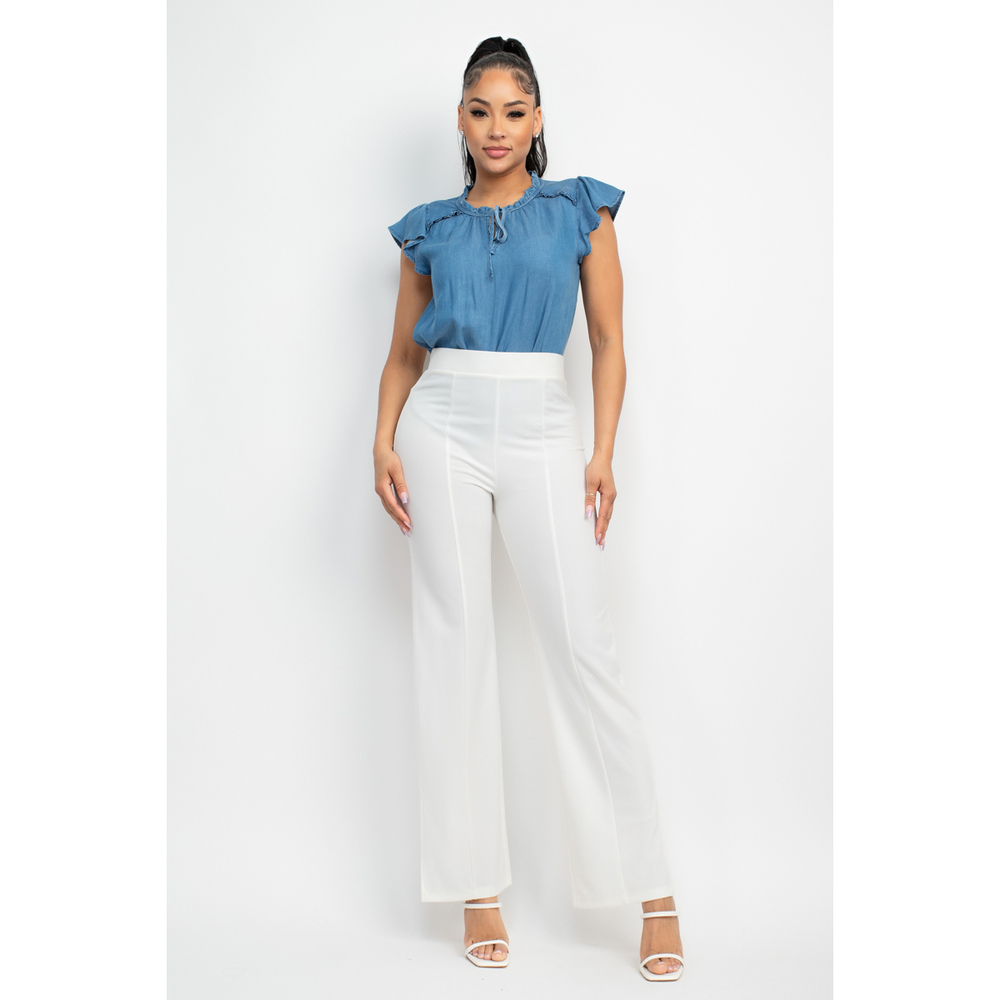 Lyocell Frill Sleeve Top - Picture 2 of 8